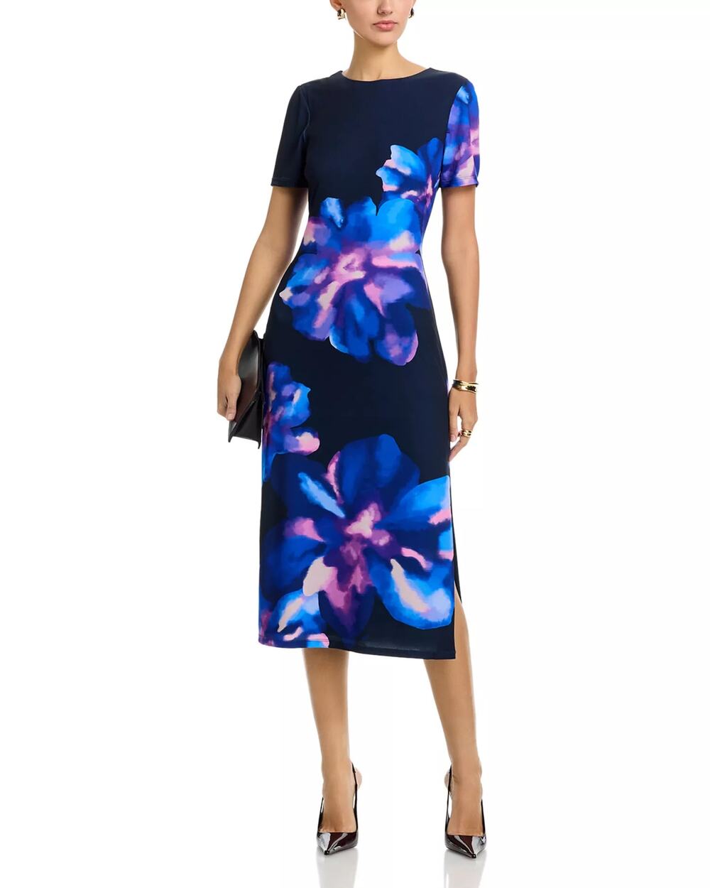 NWT Ramy Brook Kamila Dress Navy Floral Jersey Size Small